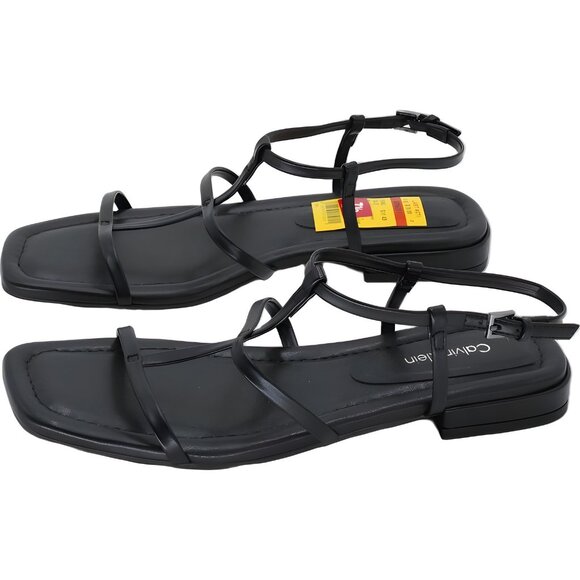 Calvin Klein Sallia Strappy Ankle Sandals Black Square Toe Women's US 7.5M - Picture 2 of 6